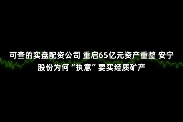 可查的实盘配资公司 重启65亿元资产重整 安宁股份为何“执意”要买经质矿产